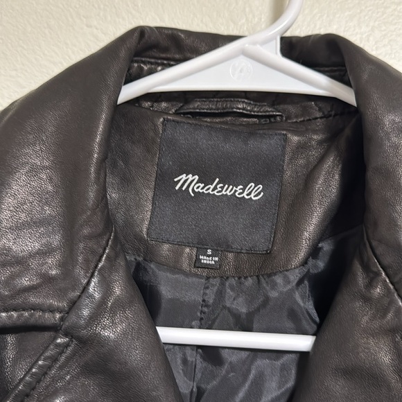 Madewell Washed Leather Motorcycle Jacket, Black w/Brass Hardware Edition, NWOT - Picture 6 of 11